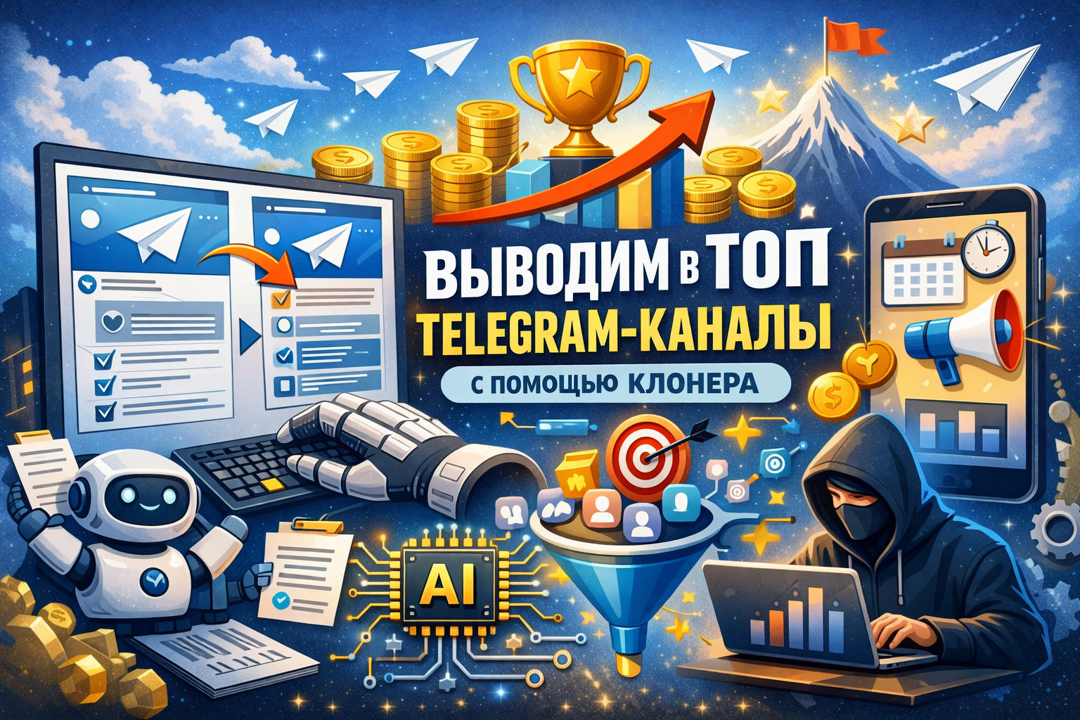 Продвижение Telegram-каналов в топ и копирование контента с клонером